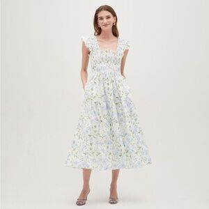 The Ellie Nap Dress in Blue Peony Bouquet Cotton